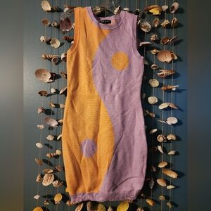 Pastel Orange and Purple Yin-Yang Sweater Dress